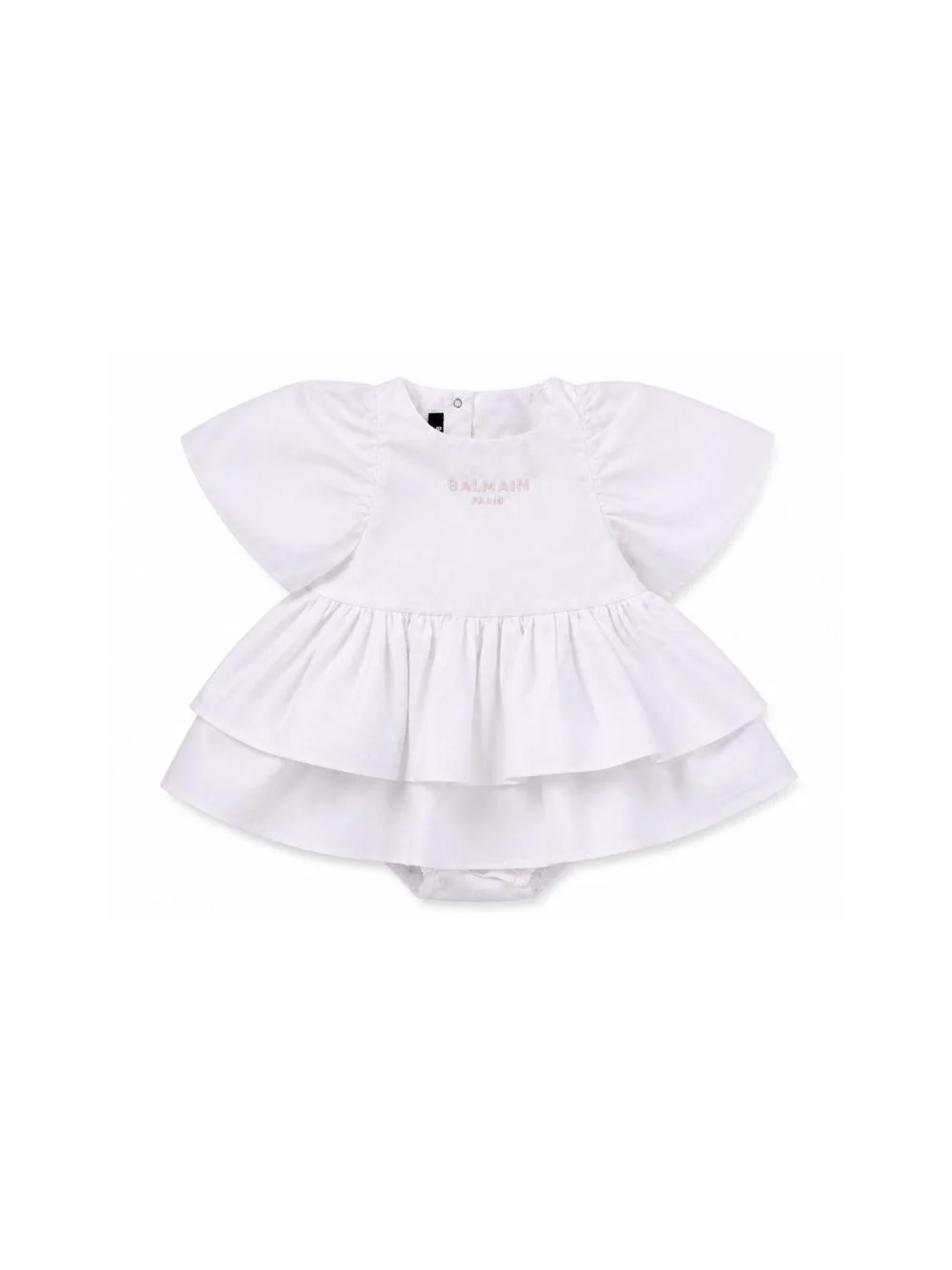 Abito per neonata Balmain Kids bianco con gonna a balze
