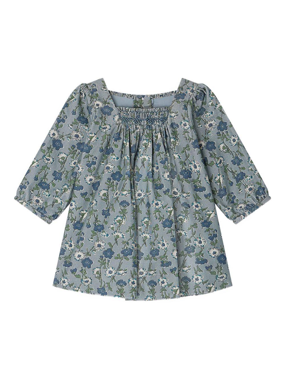 Abito per neonata Bonpoint blu con stampa a fiori