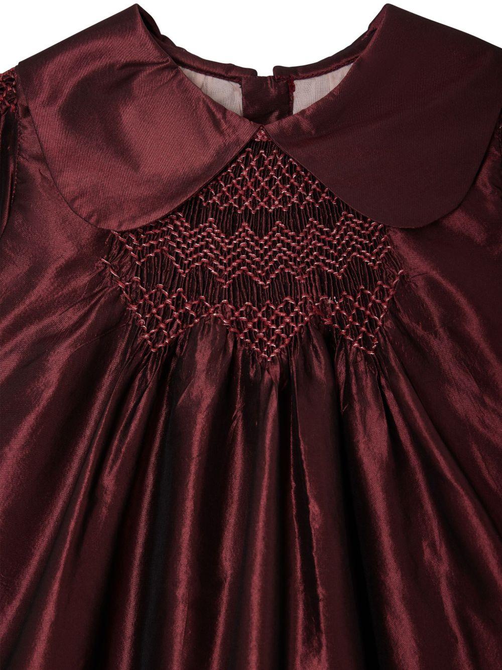 Abito per neonata Bonpoint rosso con colletto alla Peter Pan - Image 3