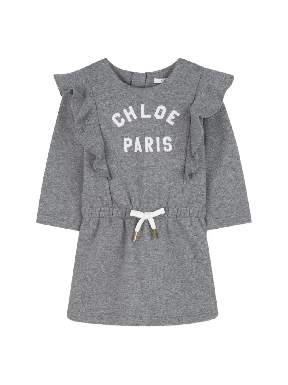 Abito per neonata Chloé Kids grigio con stampa con logo