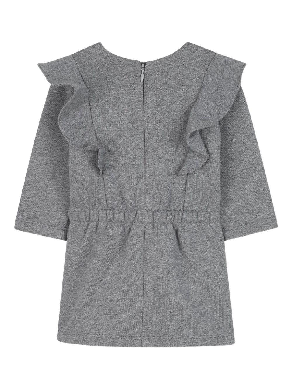 Abito per neonata Chloé Kids grigio con stampa con logo - Image 2