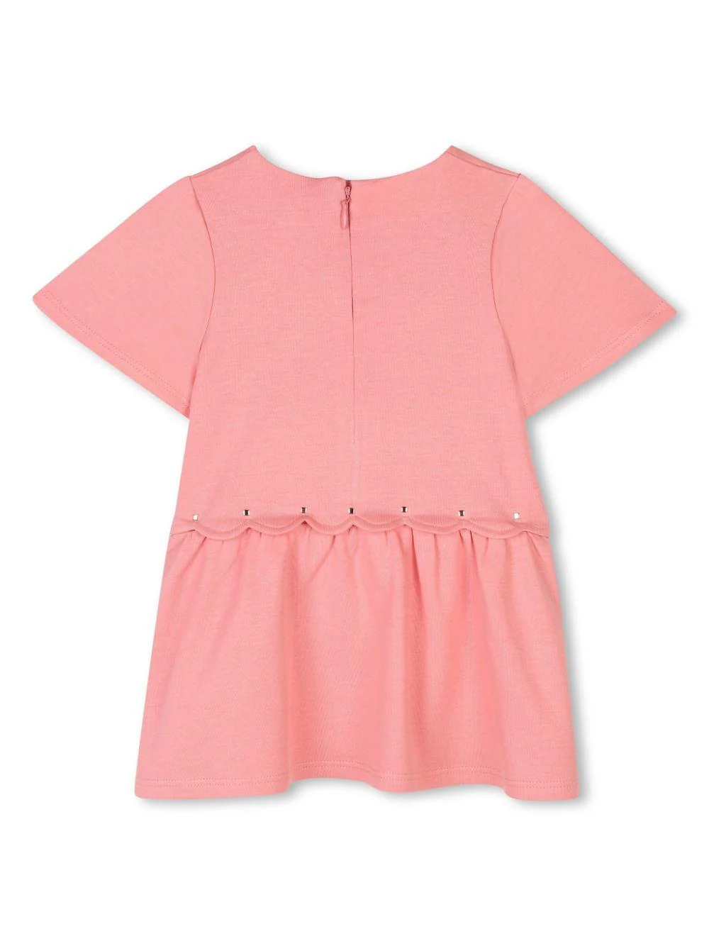 Abito per neonata Chloé Kids rosa con trama intrecciata e orlo a smerlo - Image 2
