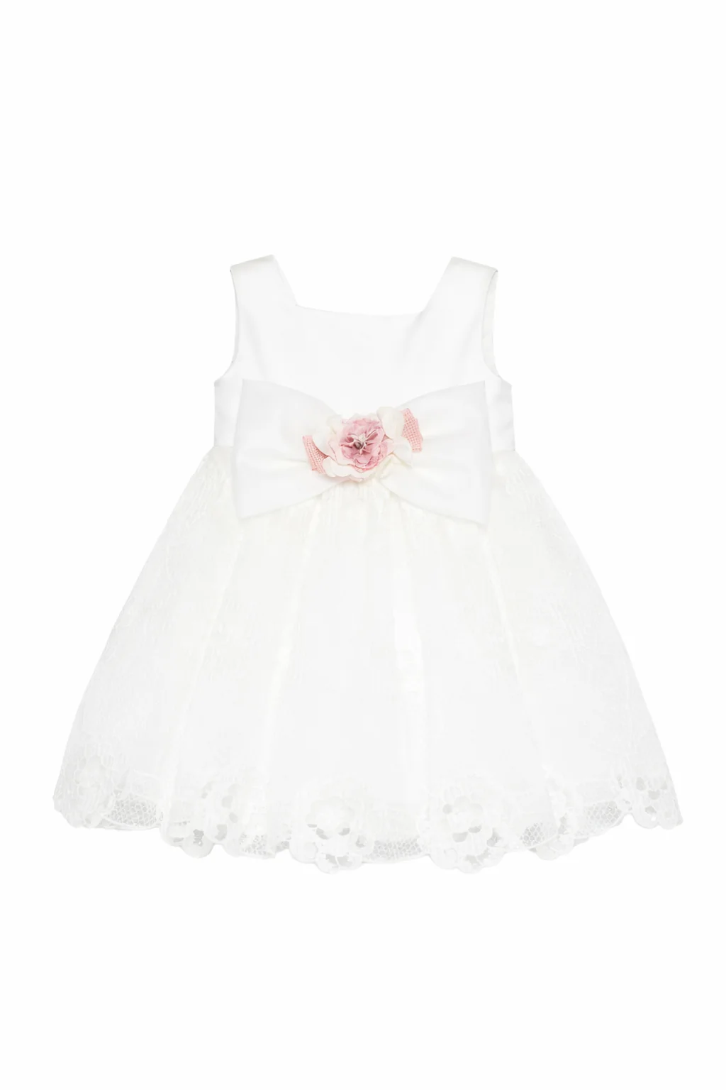 Abito per neonata Colorichiari bianco con applicazione fiori