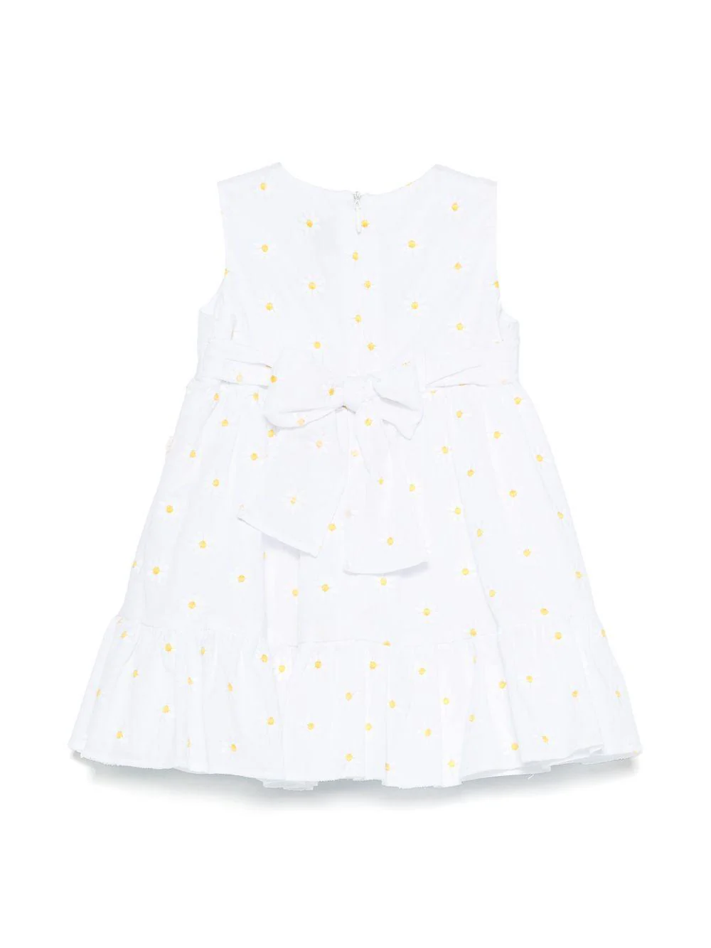 Abito per neonata Il Gufo bianco con ricamo a fiori con chiusura con nodo - Image 3