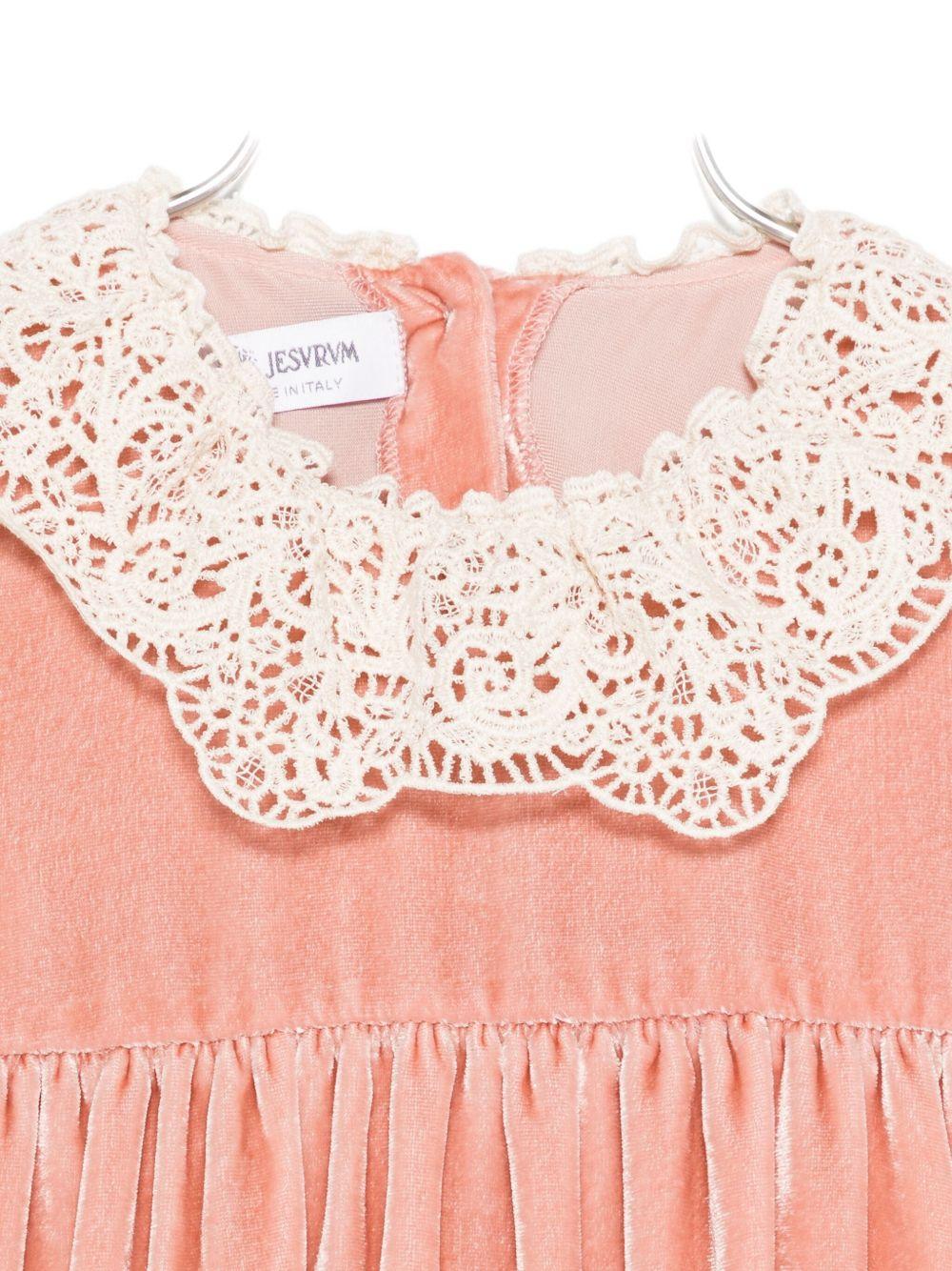 Abito per neonata Jesurum Baby rosa con colletto all'uncinetto - Image 2