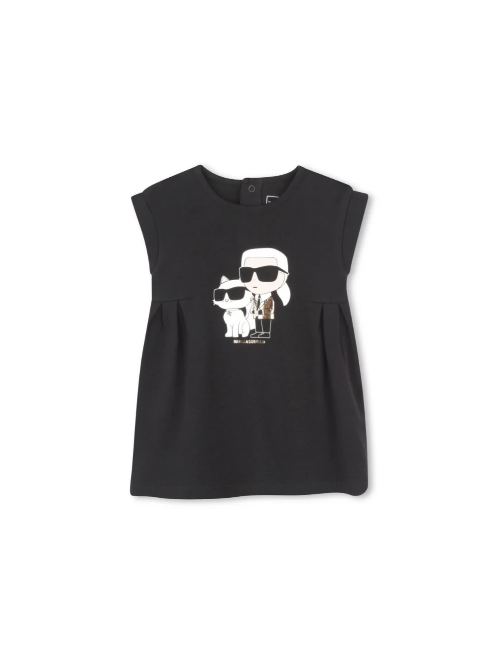 Abito per neonata Karl Lagerfeld Kids nero con stampa Ikon Karl Choupette