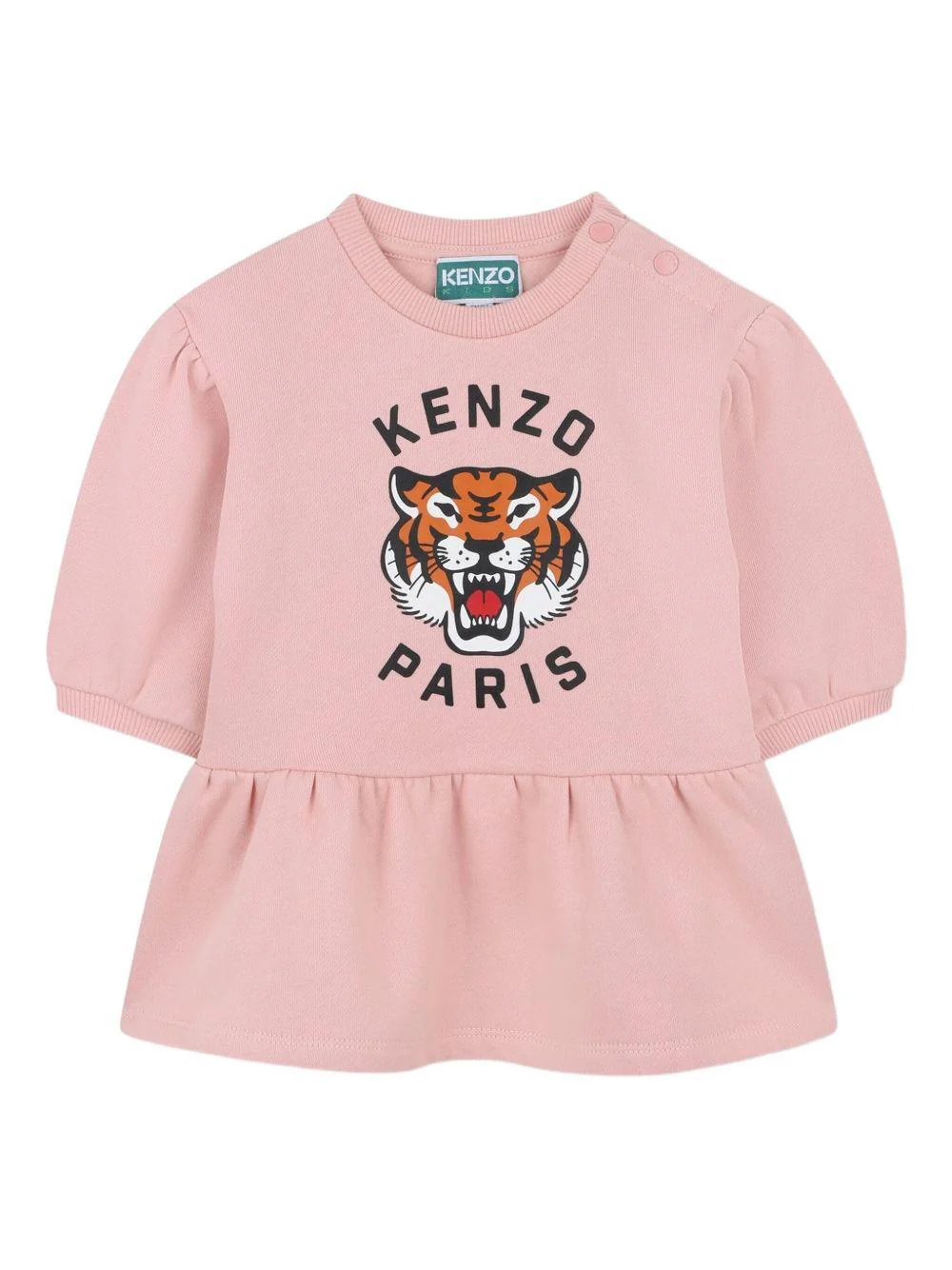 Abito per neonata Kenzo Kids rosa con stampa Tiger Head