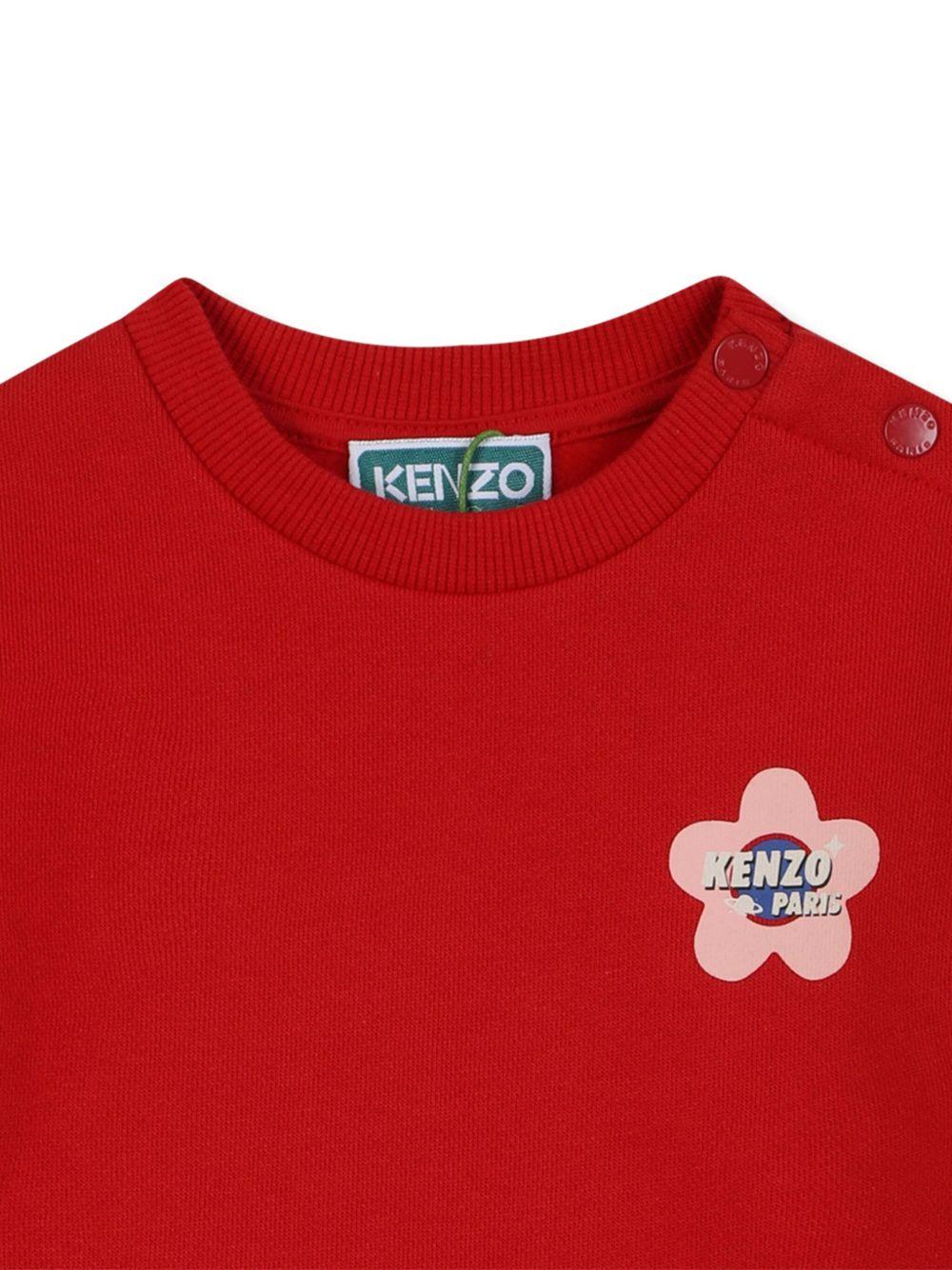 Abito per neonata Kenzo Kids rosso con stampa a fiori con logo - Image 3