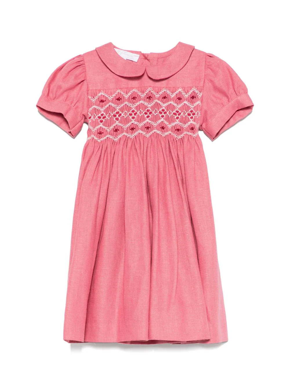 Abito per neonata Mariella Ferrari rosa con inserto con punto smock