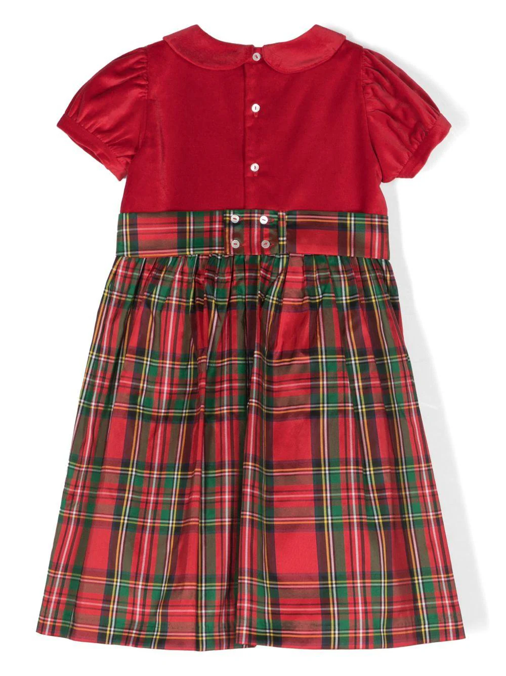 Abito per neonata Mariella Ferrari rosso con motivo tartan - Image 3