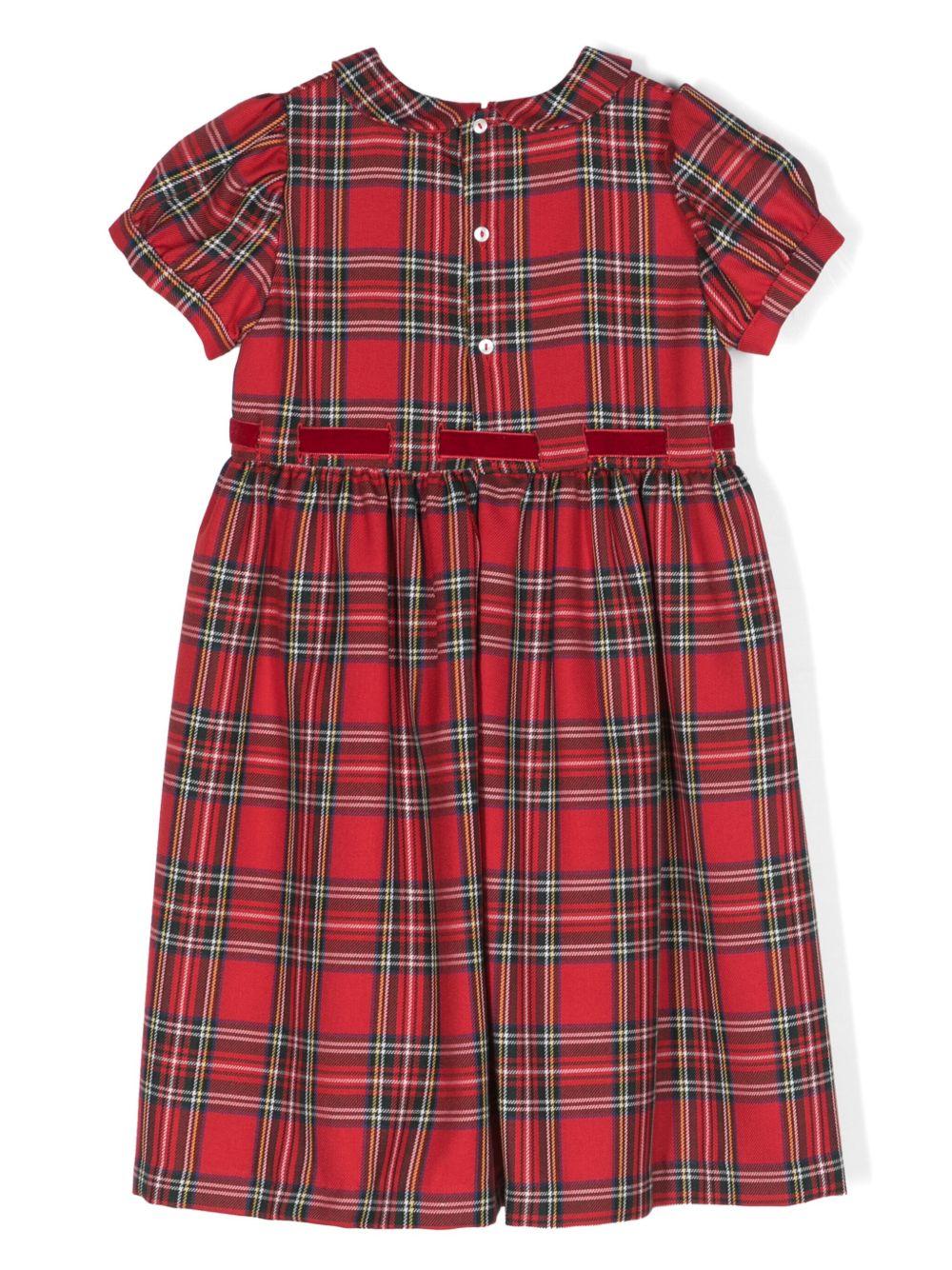 Abito per neonata Mariella Ferrari rosso con motivo tartan - Image 2