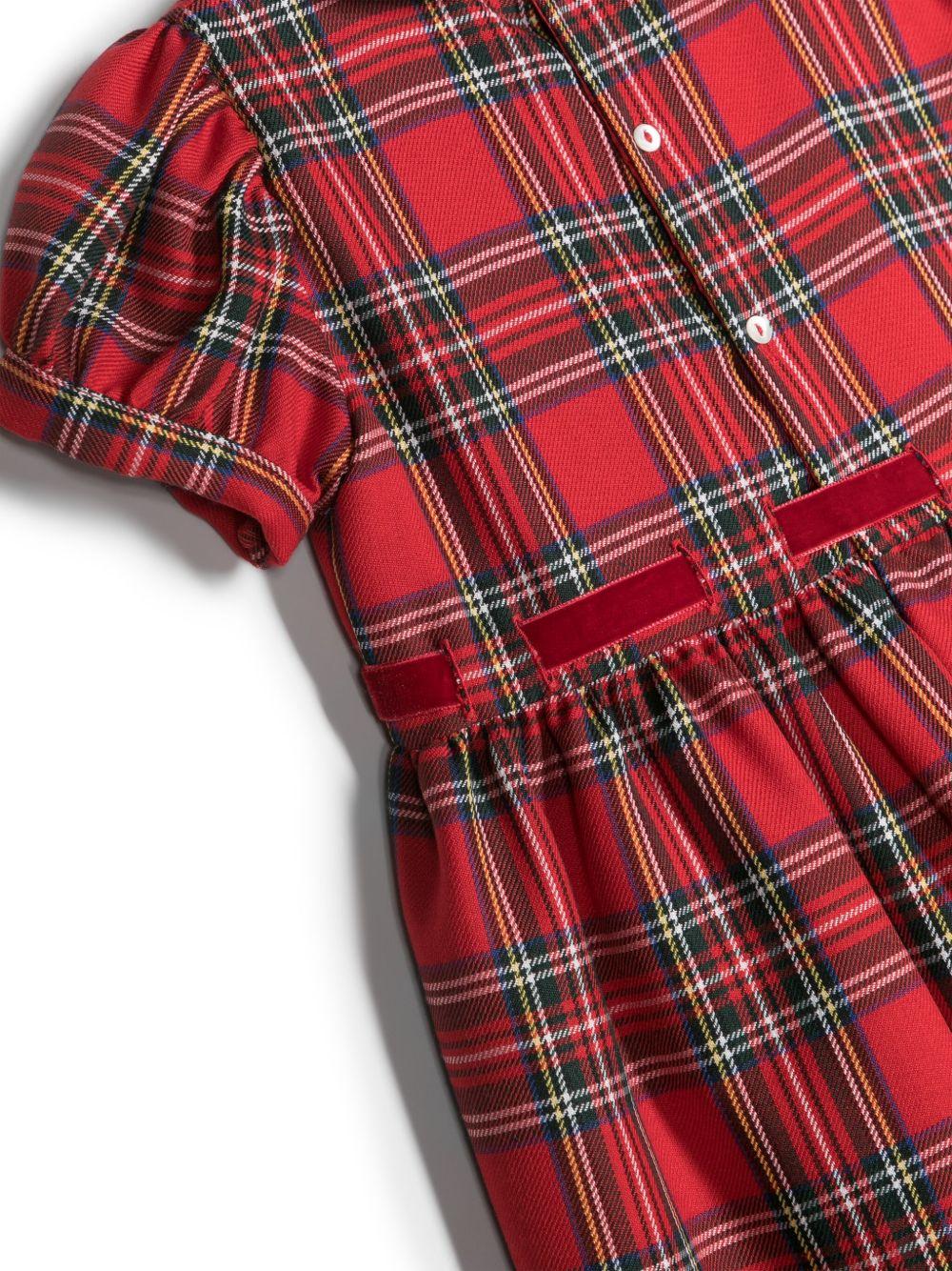 Abito per neonata Mariella Ferrari rosso con motivo tartan - Image 3