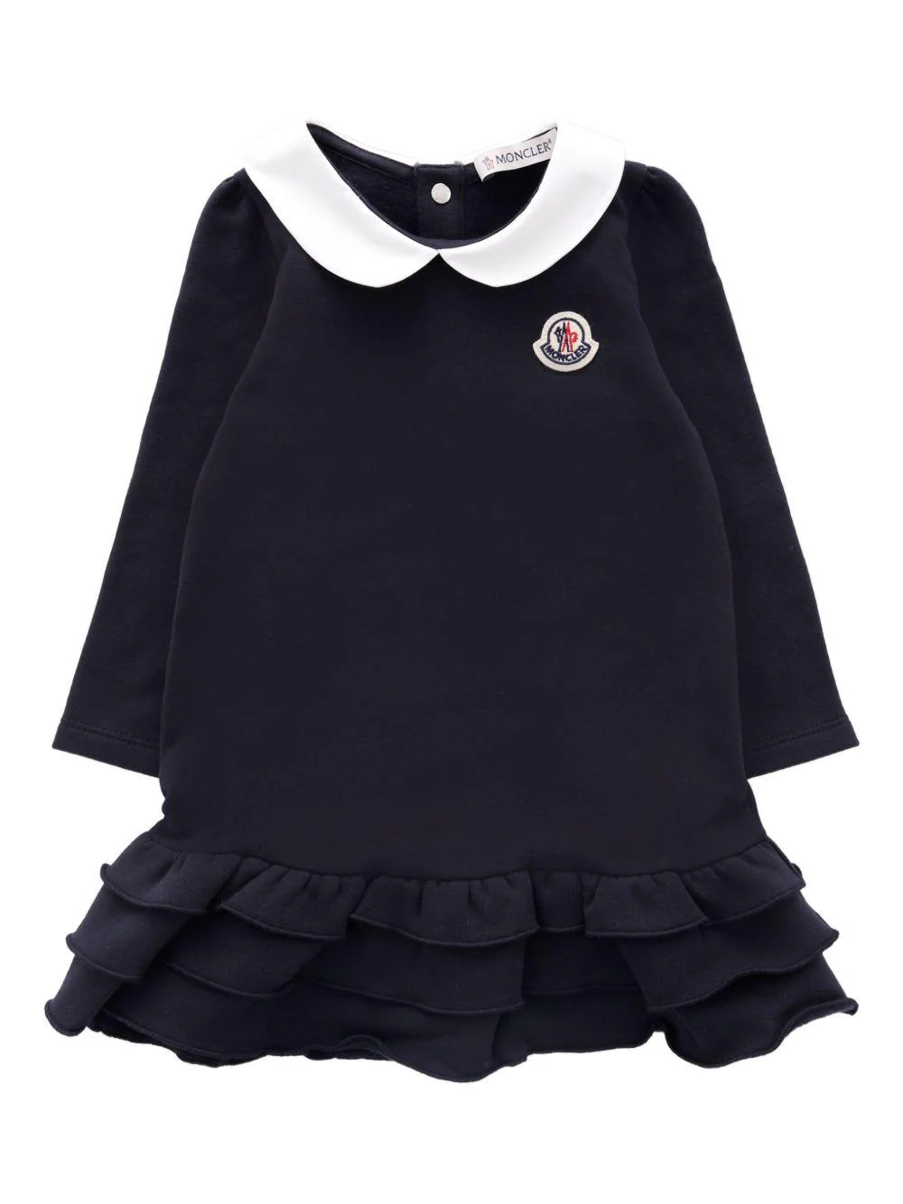 Abito per neonata Moncler Enfant blu con colletto alla Peter Pan