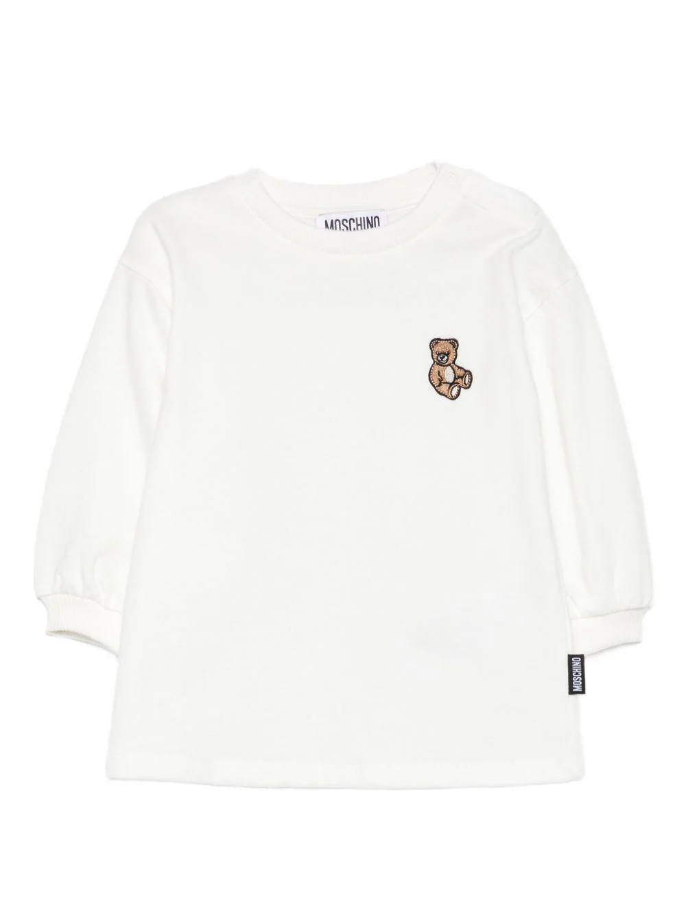 Abito per neonata Moschino Kids bianco con maniche a sbuffo
