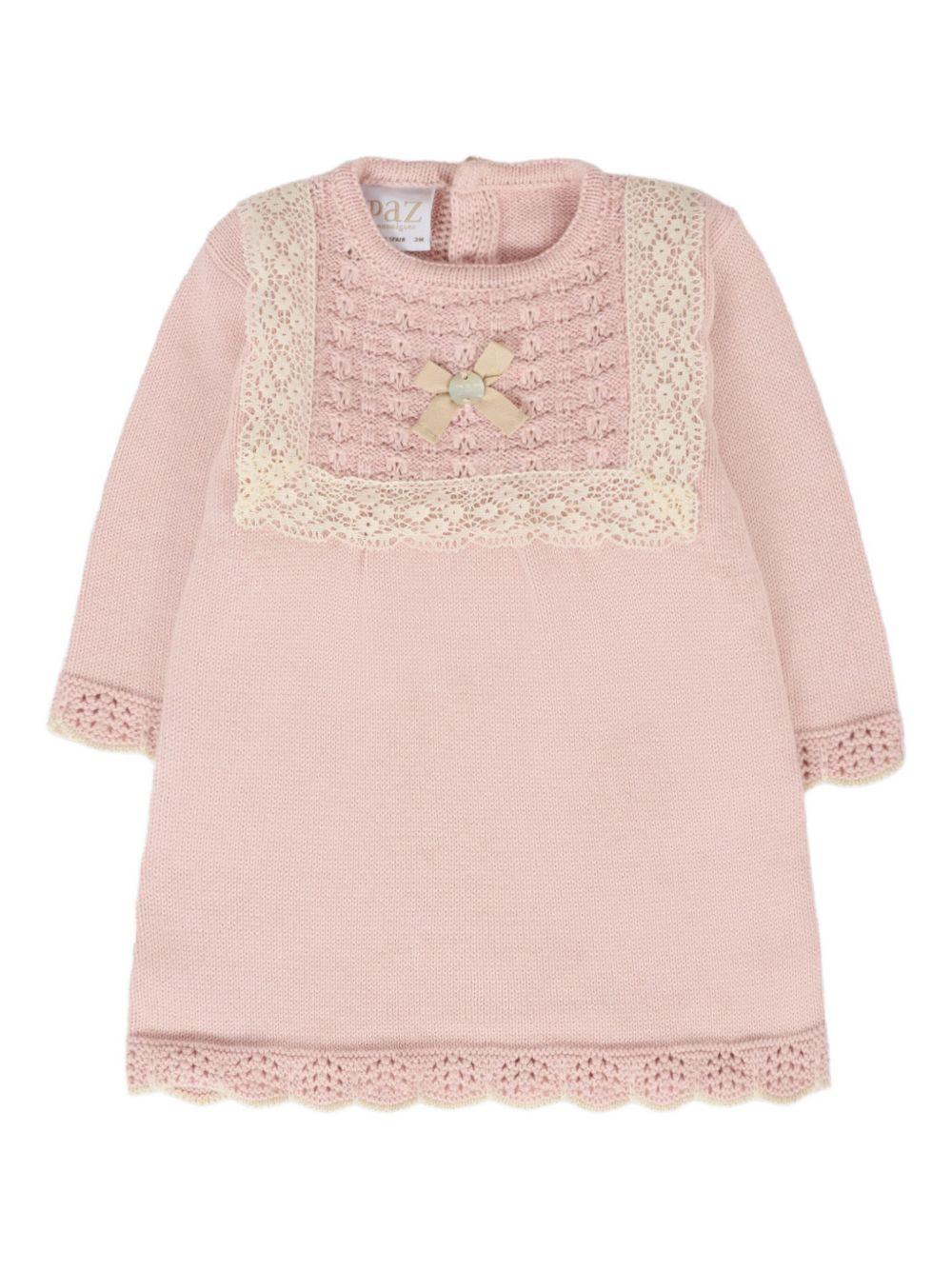 Abito per neonata Paz Rodrìguez rosa con ricamo