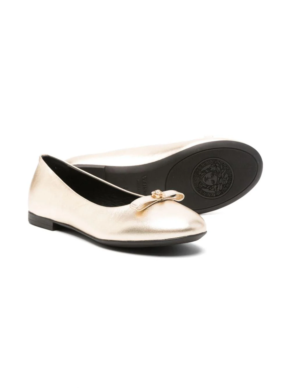 Ballerine con placca Medusa per bambina Versace Kids oro con punta tonda - Image 3