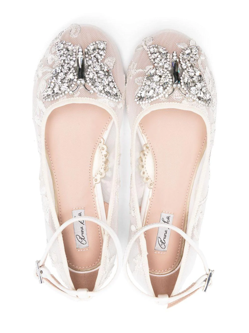 Ballerine per bambina Aruna Seth bianche con ricamo e decorazione in cristalli - Image 4