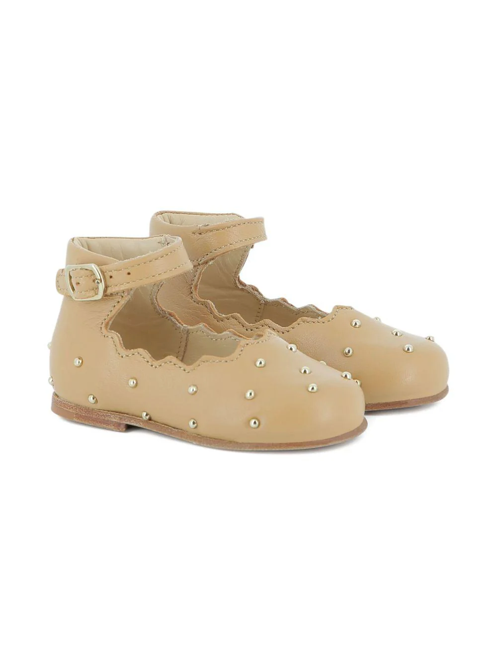 Ballerine per bambina Chloé Kids beige con orlo a smerlo