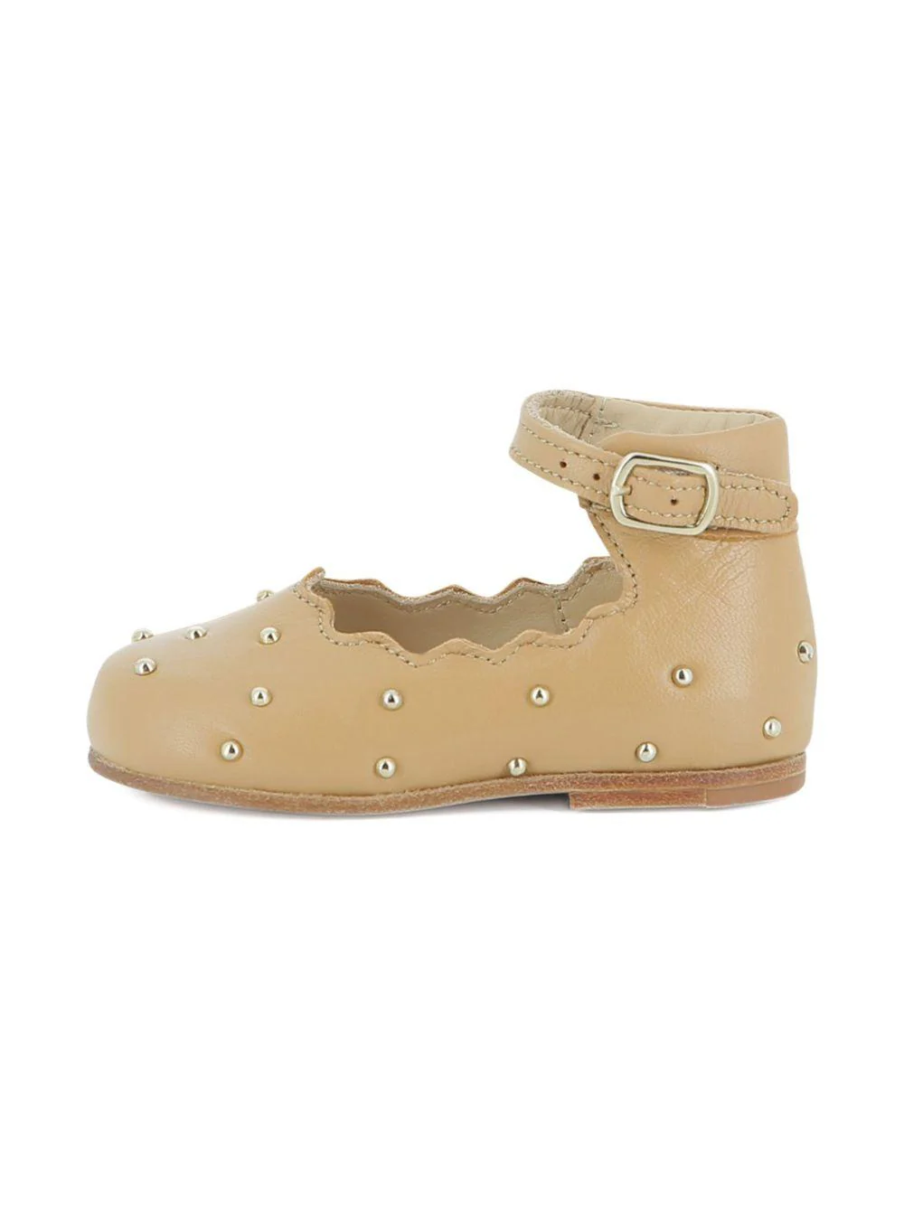 Ballerine per bambina Chloé Kids beige con orlo a smerlo - Image 2