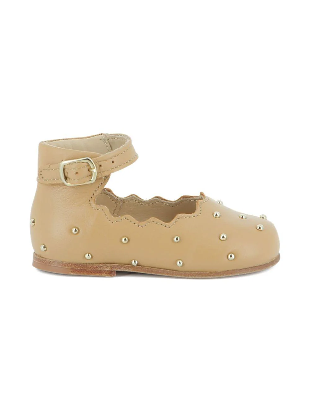 Ballerine per bambina Chloé Kids beige con orlo a smerlo - Image 4