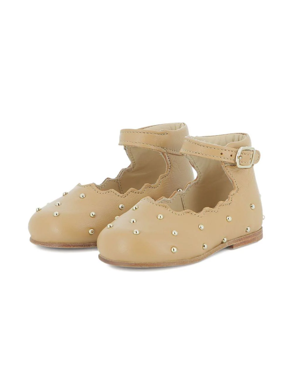Ballerine per bambina Chloé Kids beige con orlo a smerlo - Image 6