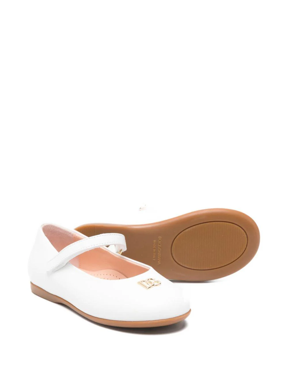 Ballerine per bambina Dolce & Gabbana Kids bianche con dettaglio logo dorato - Image 2
