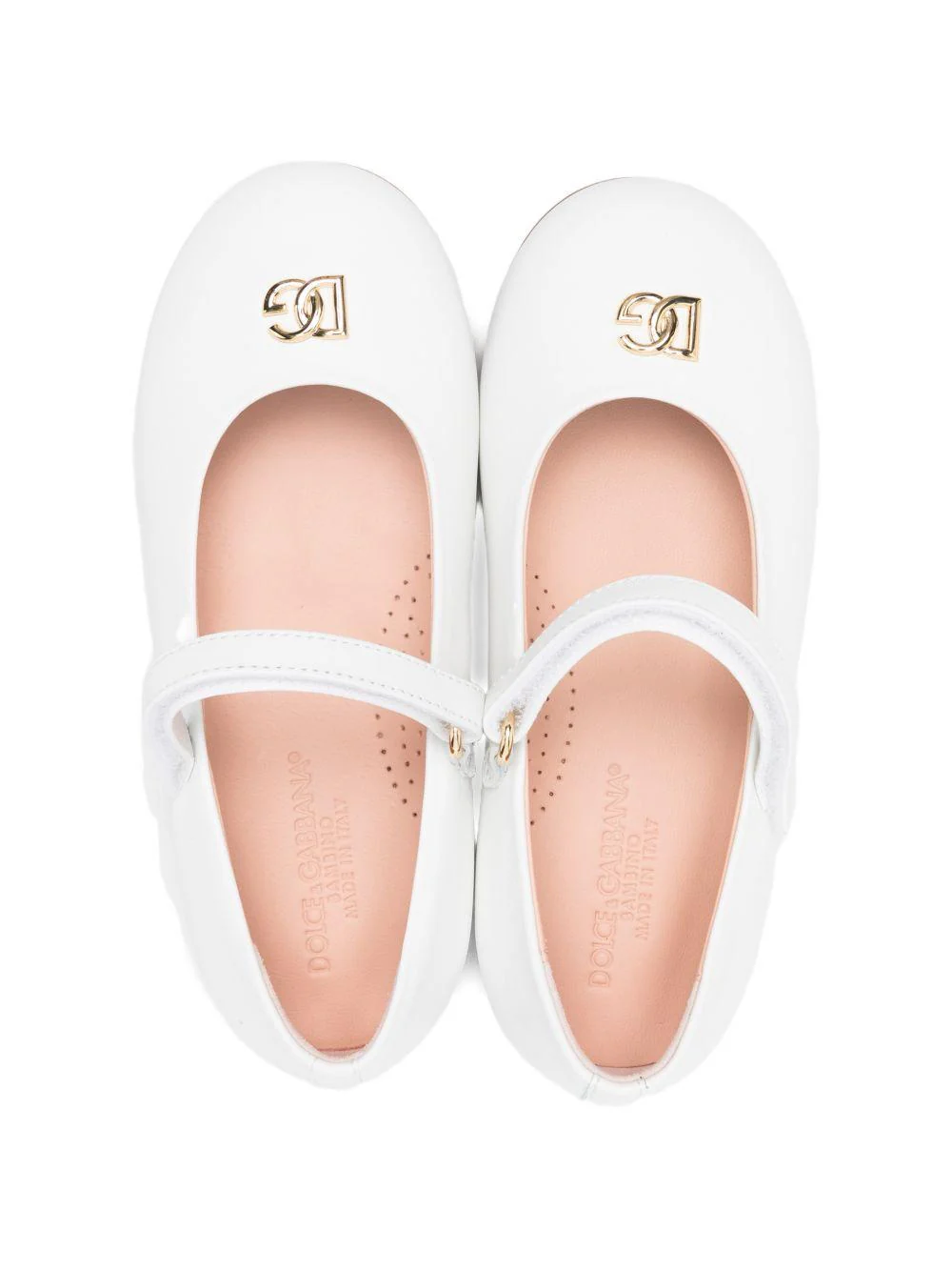 Ballerine per bambina Dolce & Gabbana Kids bianche con dettaglio logo dorato - Image 3