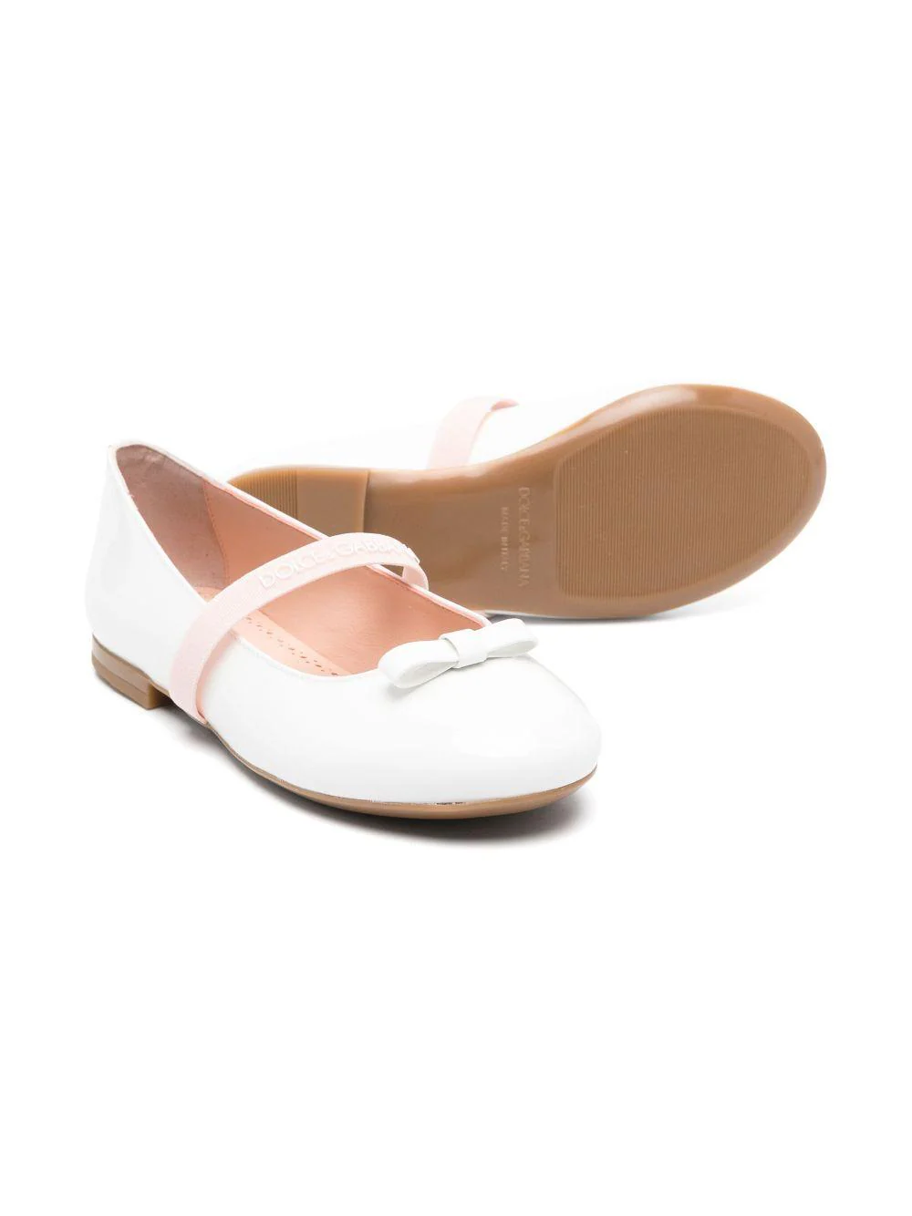 Ballerine per bambina Dolce & Gabbana Kids bianco con rifinitura lucida - Image 3