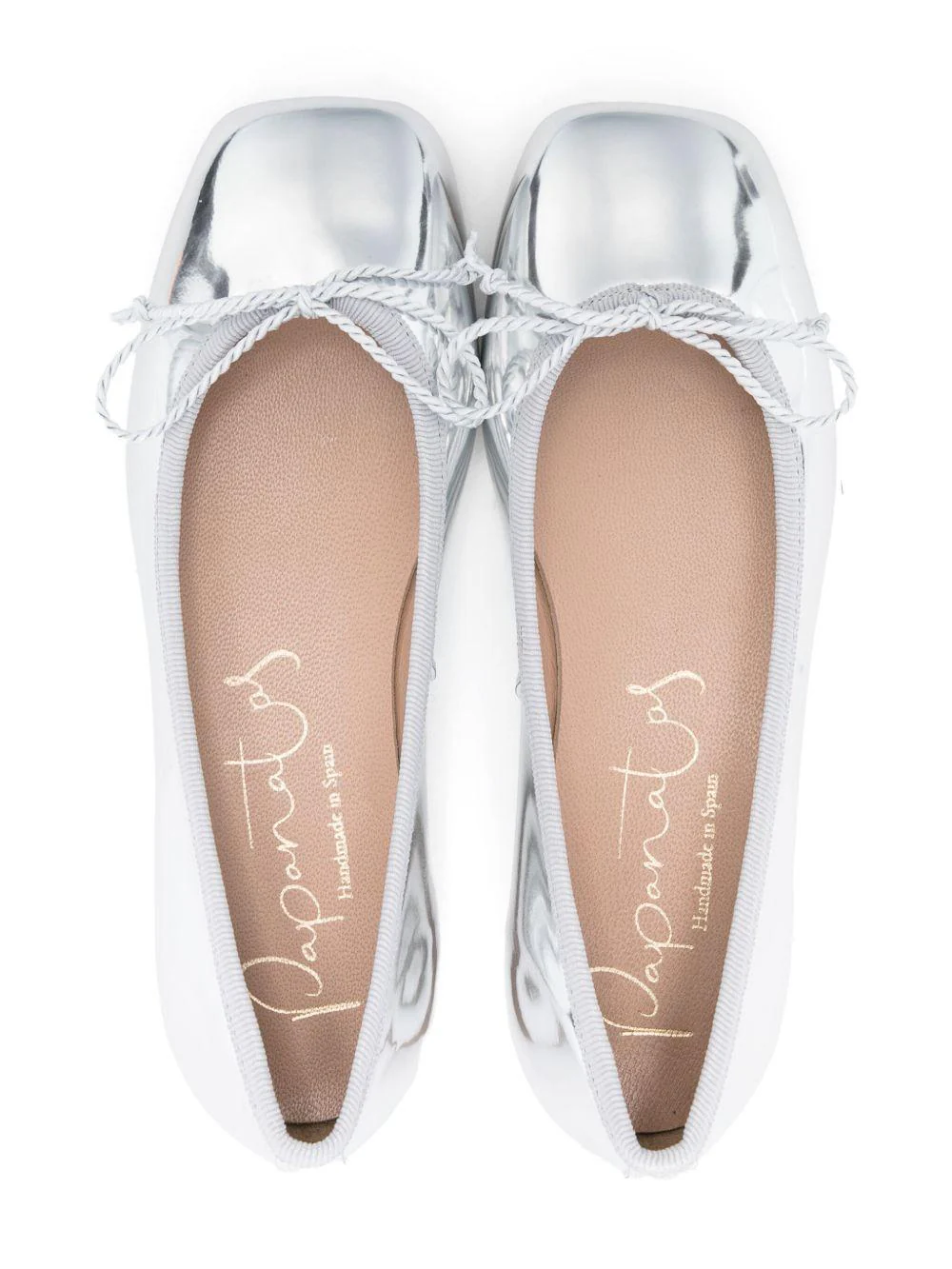 Ballerine per bambina Eli1957 argento in pelle verniciata e punta quadrata con dettaglio fiocco - Image 3