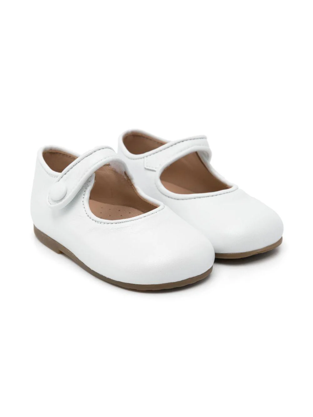 Ballerine per bambina Eli1957 bianco in pelle con cinturino con strappo