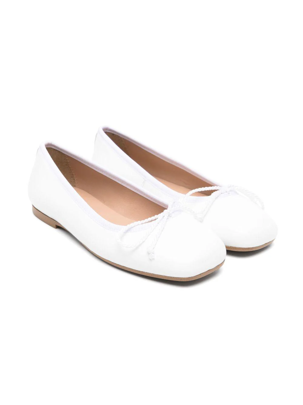 Ballerine per bambina Eli1957 bianco in pelle con soletta in pelle con logo e punta quadrata