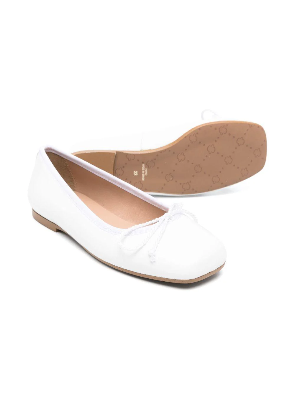 Ballerine per bambina Eli1957 bianco in pelle con soletta in pelle con logo e punta quadrata - Image 2