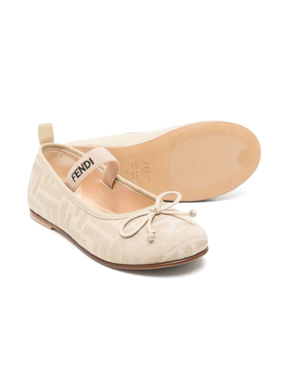 Ballerine per bambina Fendi Kids beige con motivo FF - Image 2
