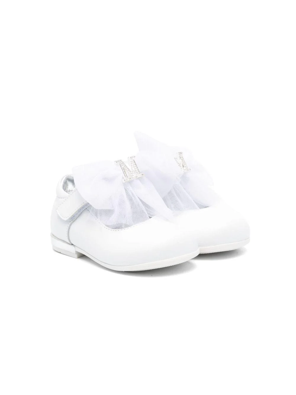 Ballerine per bambina Monnalisa bianco con placca con logo