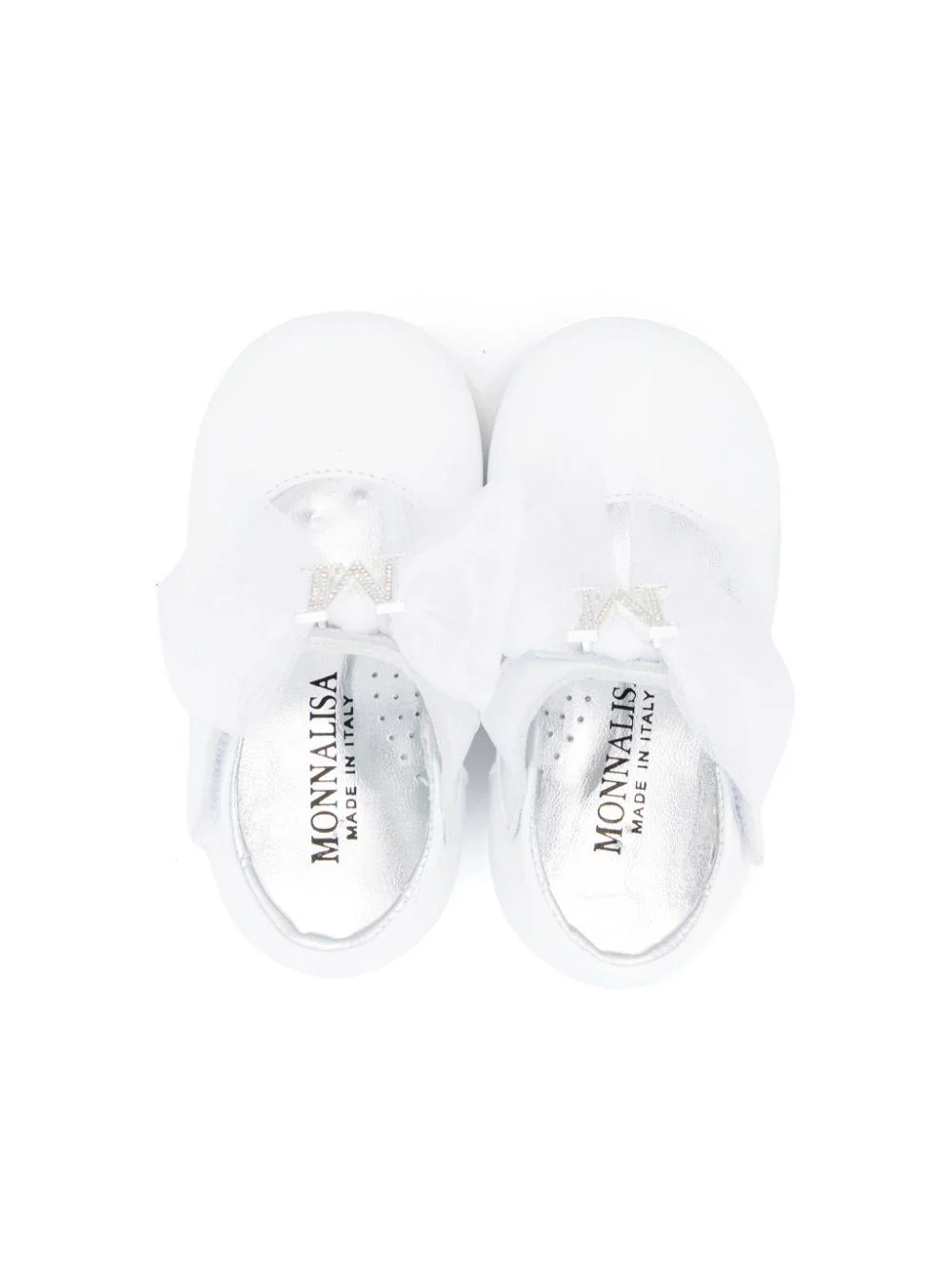 Ballerine per bambina Monnalisa bianco con placca con logo - Image 2