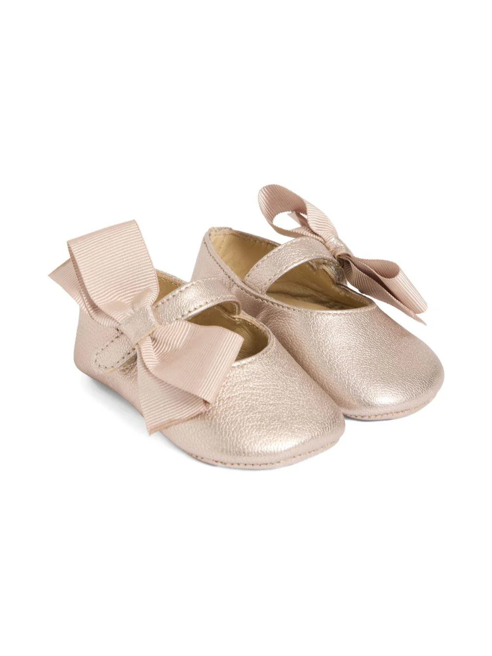 Ballerine per neonata Bonpoint oro rosa con fiocco grande