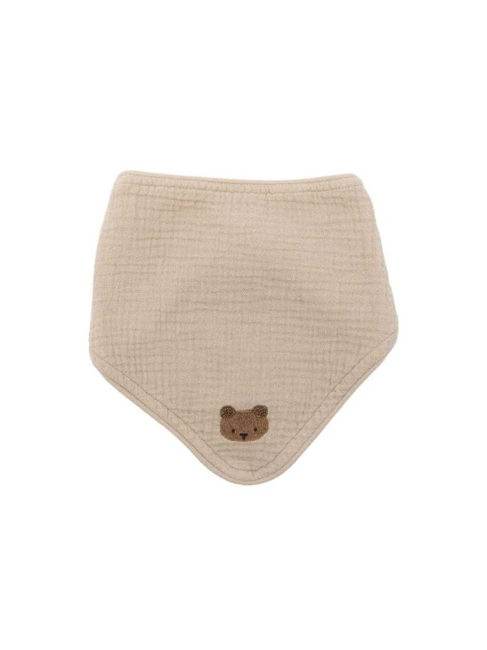 Bavaglino Bintje per neonati Donsje beige con ricamo orsetto