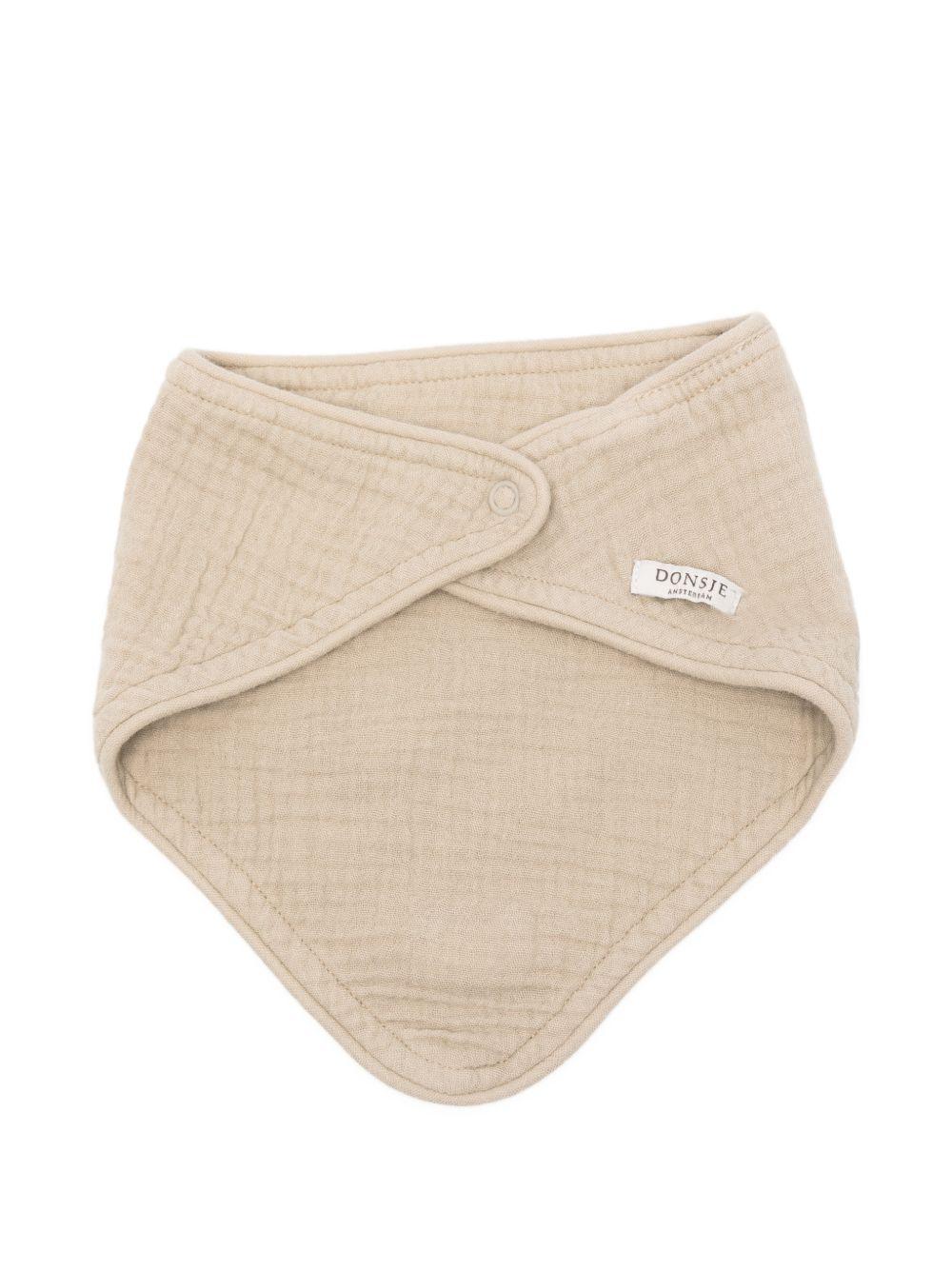 Bavaglino Bintje per neonati Donsje beige con ricamo orsetto - Image 3