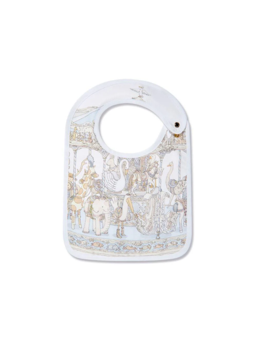 Bavaglino per neonati Atelier Choux bianco con stampa carosello