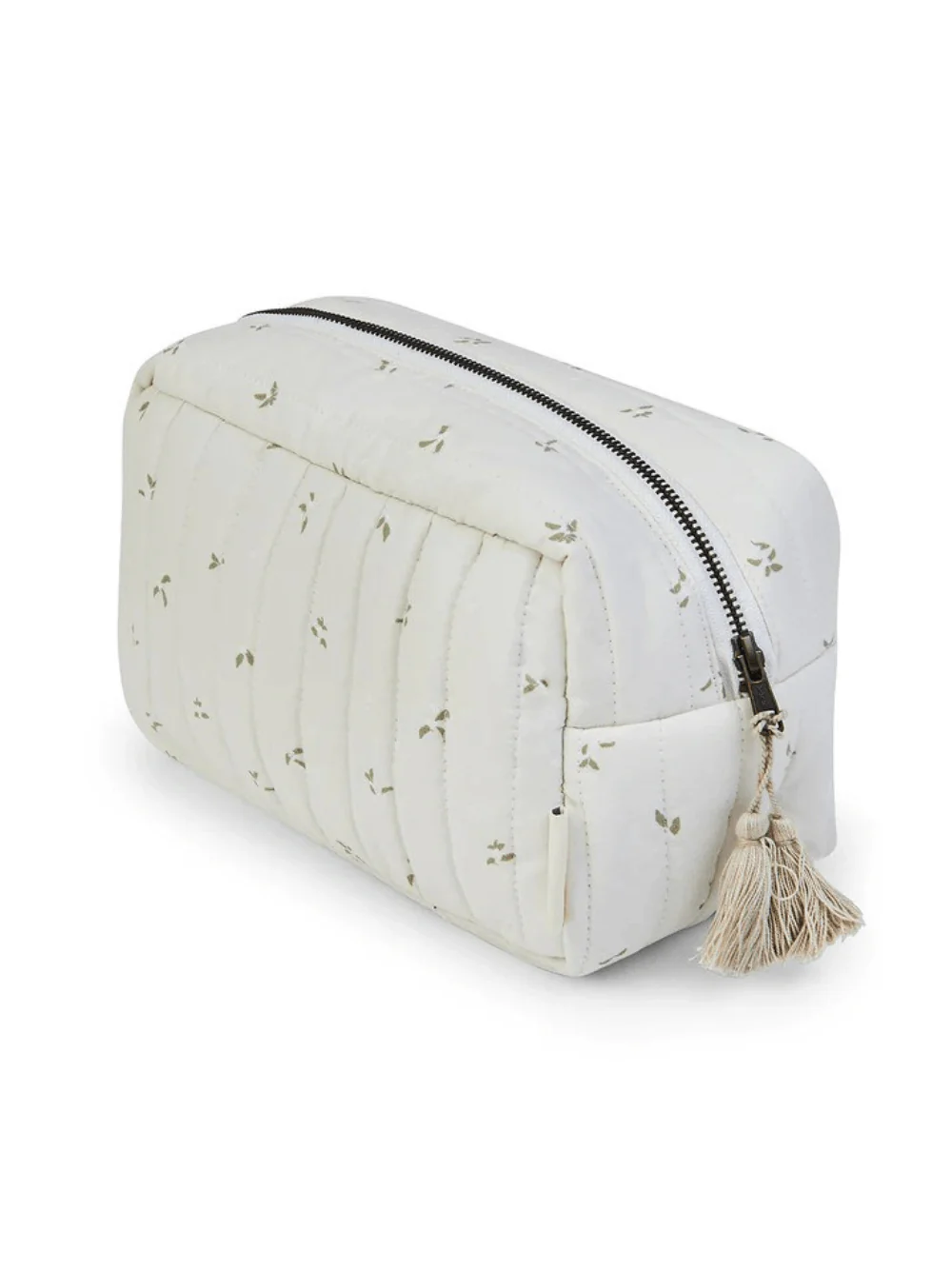 Beauty case per neonati Avery Row beige trapuntato in cotone biologico