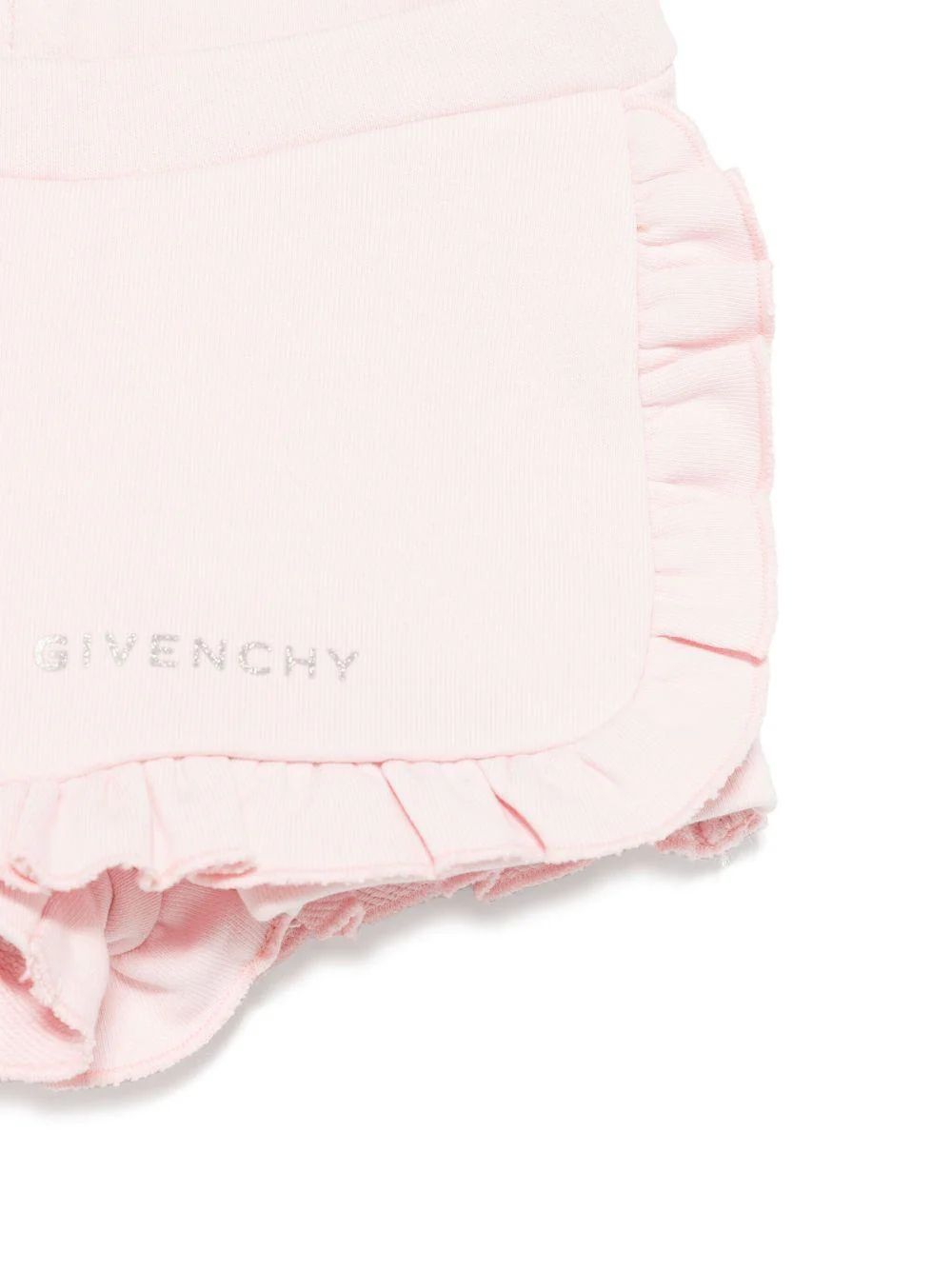 Bermuda con logo per neonata Givenchy Kids rosa con rifinitura con ruches - Image 2