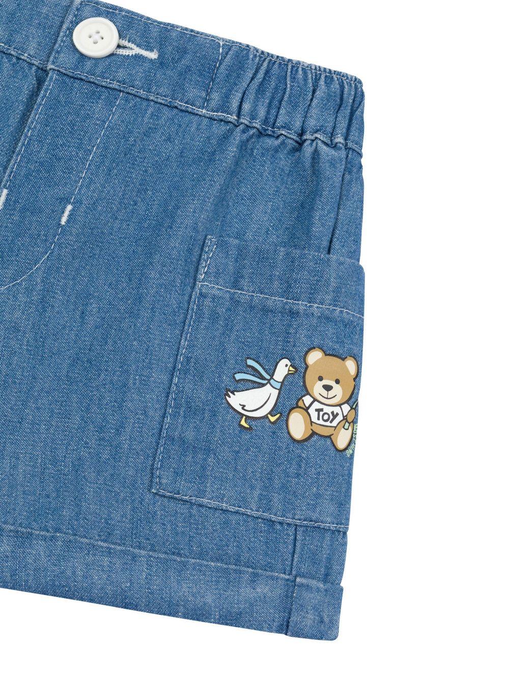 Bermuda con logo per neonata Moschino Kids indaco con vita elasticizzata - Image 3