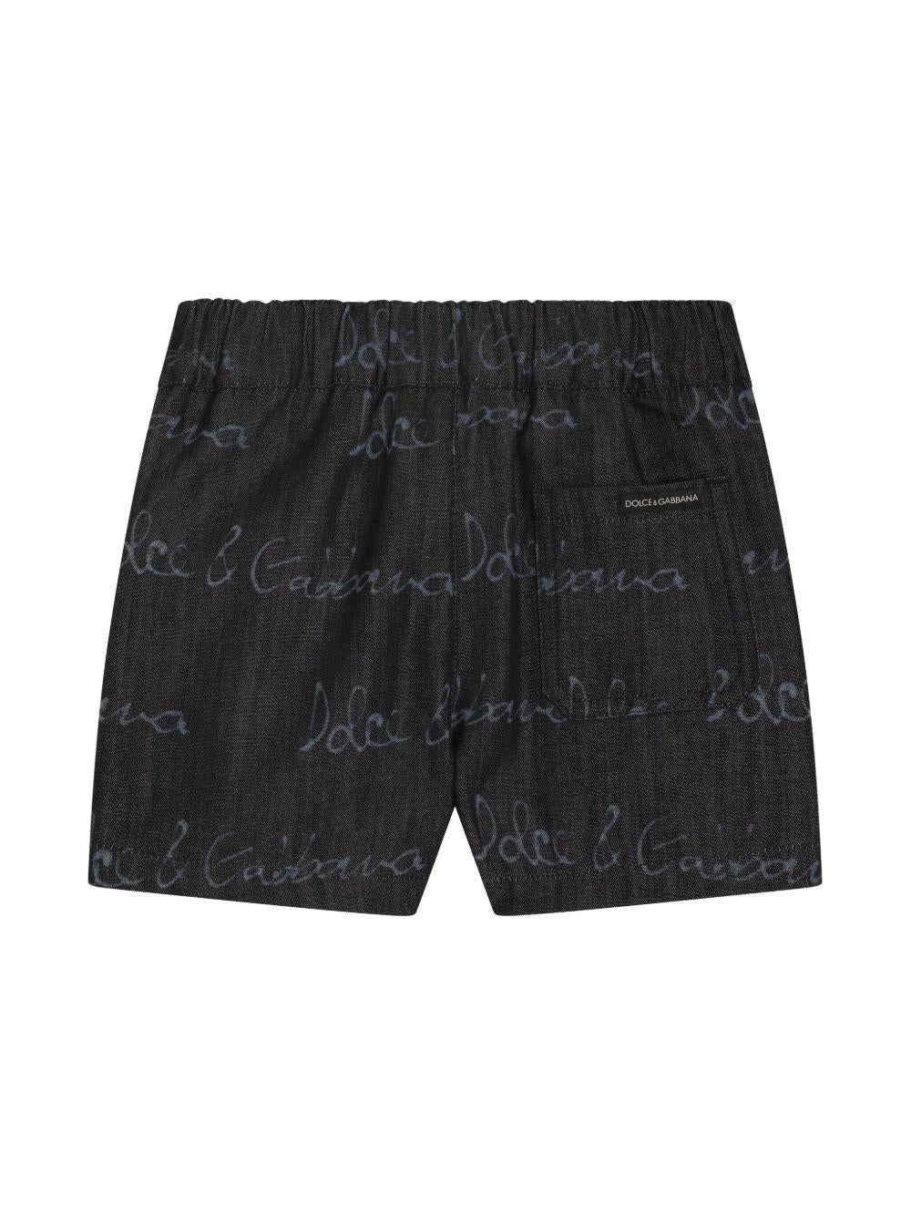 Bermuda con logo per neonato Dolce & Gabbana Kiids blu con tasca posteriore sagomata - Image 2