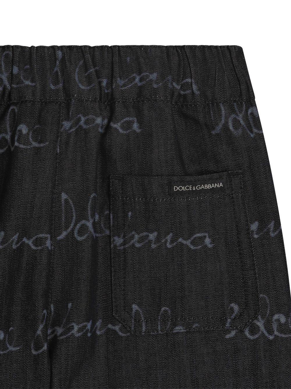 Bermuda con logo per neonato Dolce & Gabbana Kiids blu con tasca posteriore sagomata - Image 3