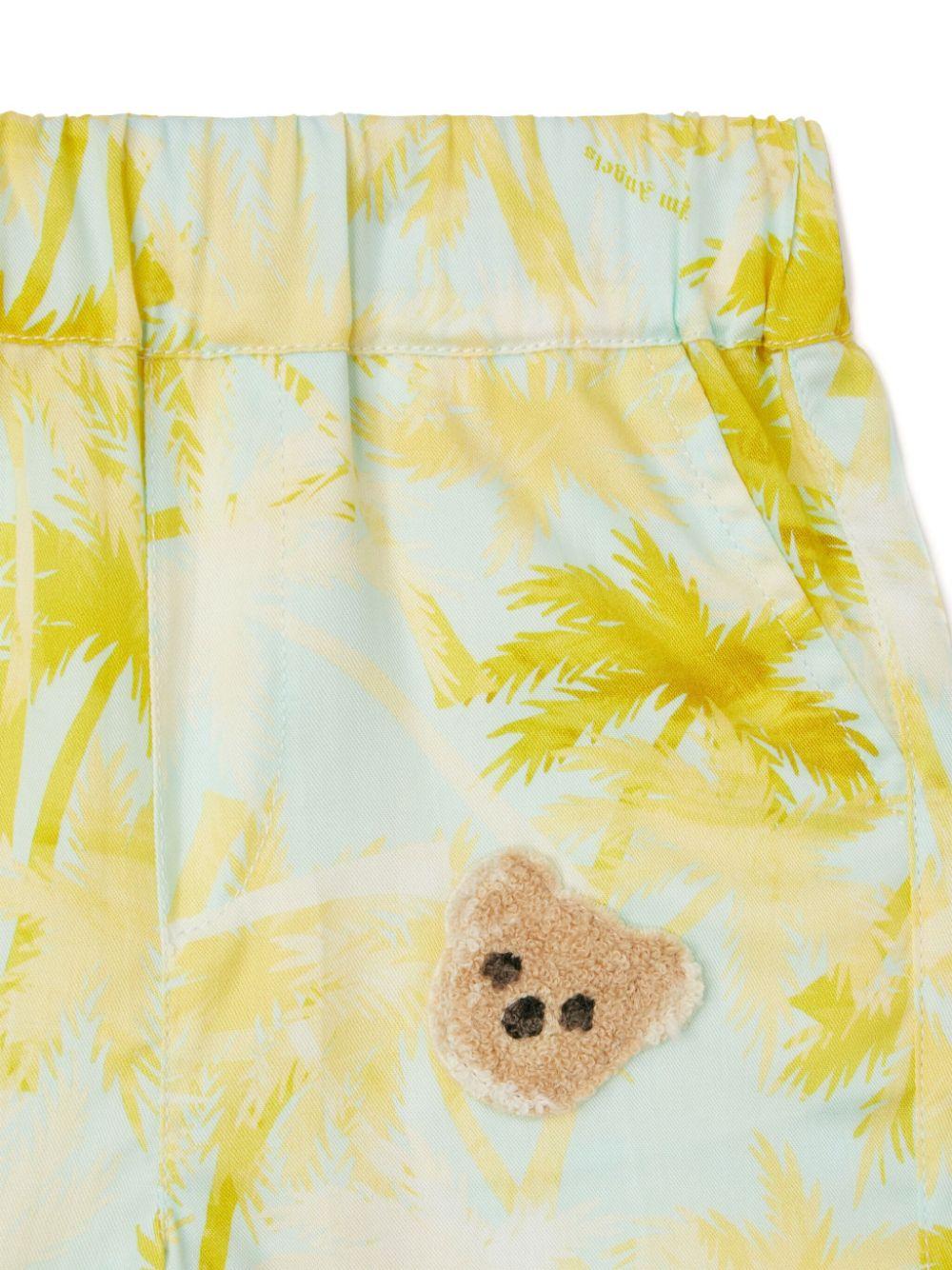 Bermuda con stampa per neonato Palm Angels Kids verde con vita elasticizzata - Image 2