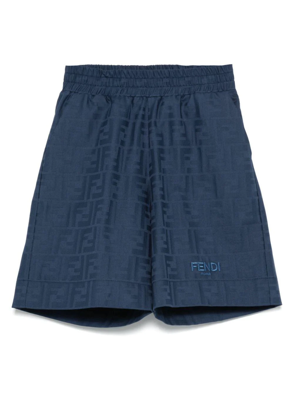 Bermuda junior in cotone per bambino Fendi Kids blu con logo allover