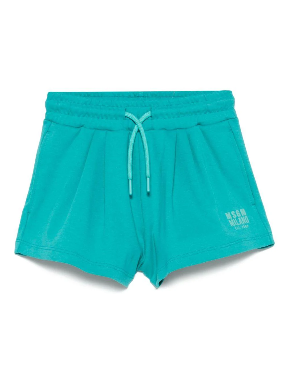 Bermuda per bambina MSGM Kids turchese con applicazione posteriore con logo