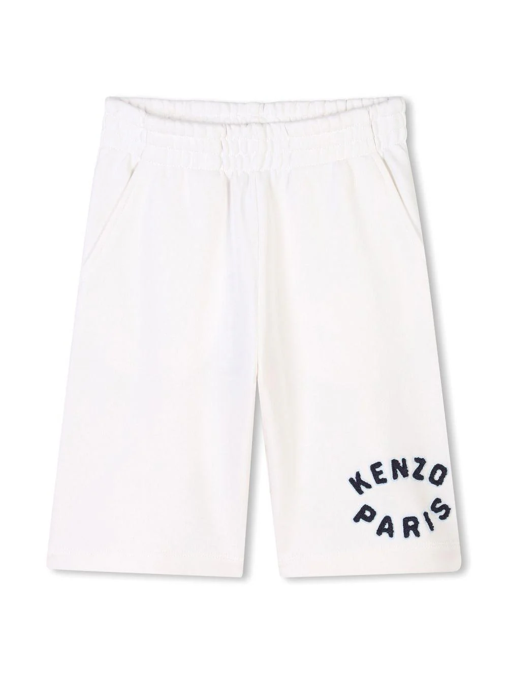 Bermuda per bambino Kenzo Kids bianco con applicazione logo sulla gamba
