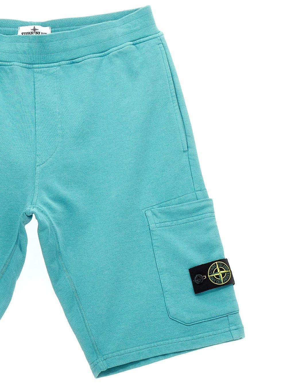 Bermuda per bambino Stone Island Junior azzurro con applicazione - Image 3