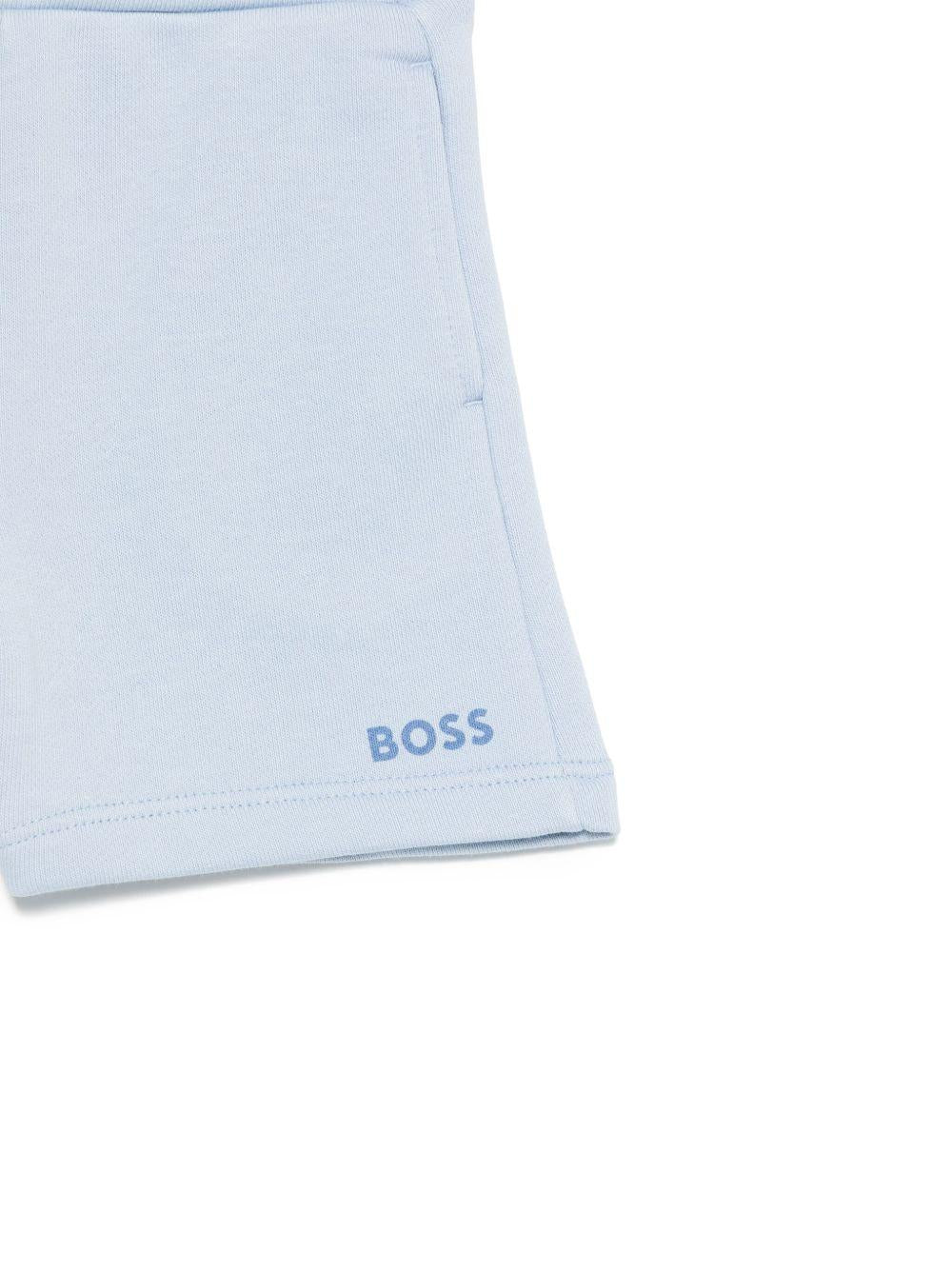 Bermuda per neonato Boss Kidswear azzurro con stampa con logo - Image 3